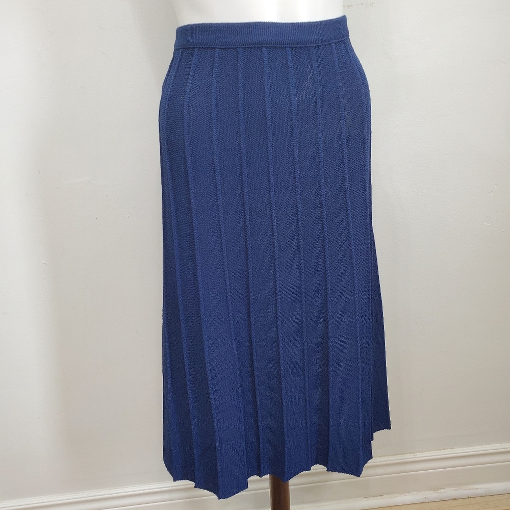 Unite! Union Made In USA Navy Blue Rib Knit Pleated Midi Skirt